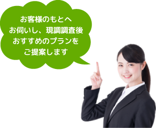 お客様のもとへお伺いし、現調調査後おすすめのプランをご提案します